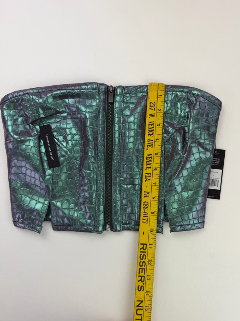 NEW AFRM 2 Piece Heston Croc Embossed Pants & Tube Top in Mermaid Iridescent - Picture 8 of 14